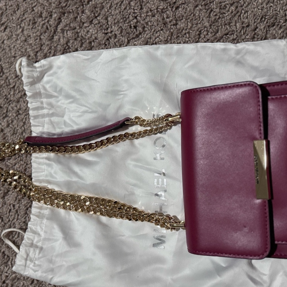 Michael Kors Plum Crossbody Bag with Gold Chain
